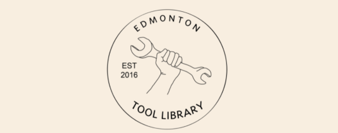 tool library logo of fist holding a spanner